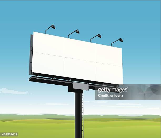 stockillustraties, clipart, cartoons en iconen met blank billboard - reclamebord commercieel bord