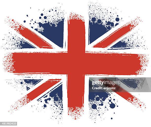 ilustraciones, imágenes clip art, dibujos animados e iconos de stock de spraypainted union jack - bandera del reino unido