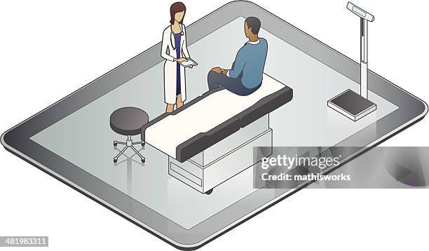 bildbanksillustrationer, clip art samt tecknat material och ikoner med online doctor - läkarmottagning