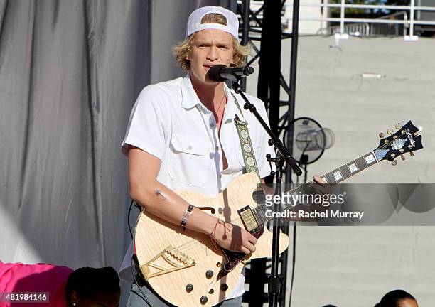 Cody Simpson with Marc Roberge of O.A.R, Bree Bogucki, and Madison Tevlin open the 2015 Los Angeles Special Olympics World Games by performing the...