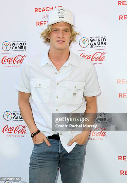 Cody Simpson arrives to open the 2015 Los Angeles Special Olympics World Games by performing the Coca-Cola Unified song "Reach Up" during the Special...