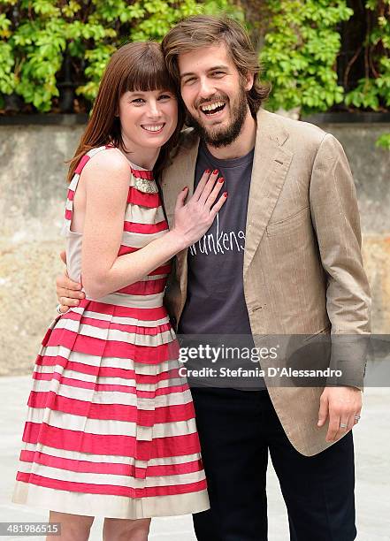 Sarah Maestri and Mattia Zaccaro Garau attend 'Il Pretore' Photocall at Apollo Spazio Cinema on April 2, 2014 in Milan, Italy.