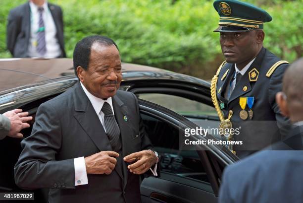 President of Cameroon Paul Biya arrives at the 4th EU-Africa Summit on April 2, 2014 in Brussels, Belgium. There is a special crisis meeting to...
