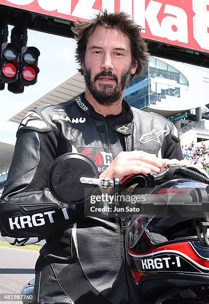 Keanu Reeves is seen during the opening ceremony of the Suzuka 8 Hours at the Suzuka Circuit on July 26, 2015 in Suzuka, Japan.