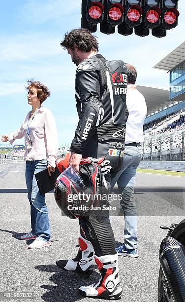 Keanu Reeves is seen during the opening ceremony of the Suzuka 8 Hours at the Suzuka Circuit on July 26, 2015 in Suzuka, Japan.