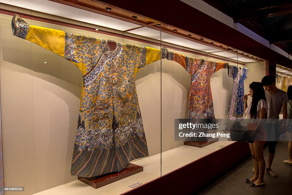 Costumes of emperors and empresses exhibited in the Palace...