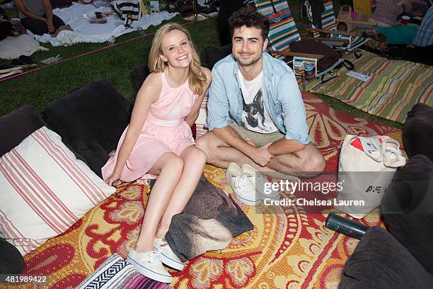 Actress Sarah Ramos and screenwriter Matt Spicer attend the 'Willy Wonka and the Chocolate Factory' screening at Cinespia at Hollywood Forever on...