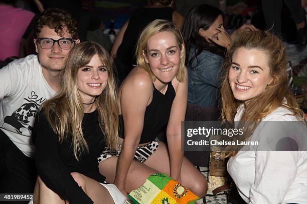 Carlson Young, Actress Jena Malone attends the 'Willy Wonka and the Chocolate Factory' screening at Cinespia at Hollywood Forever on July 25, 2015 in...