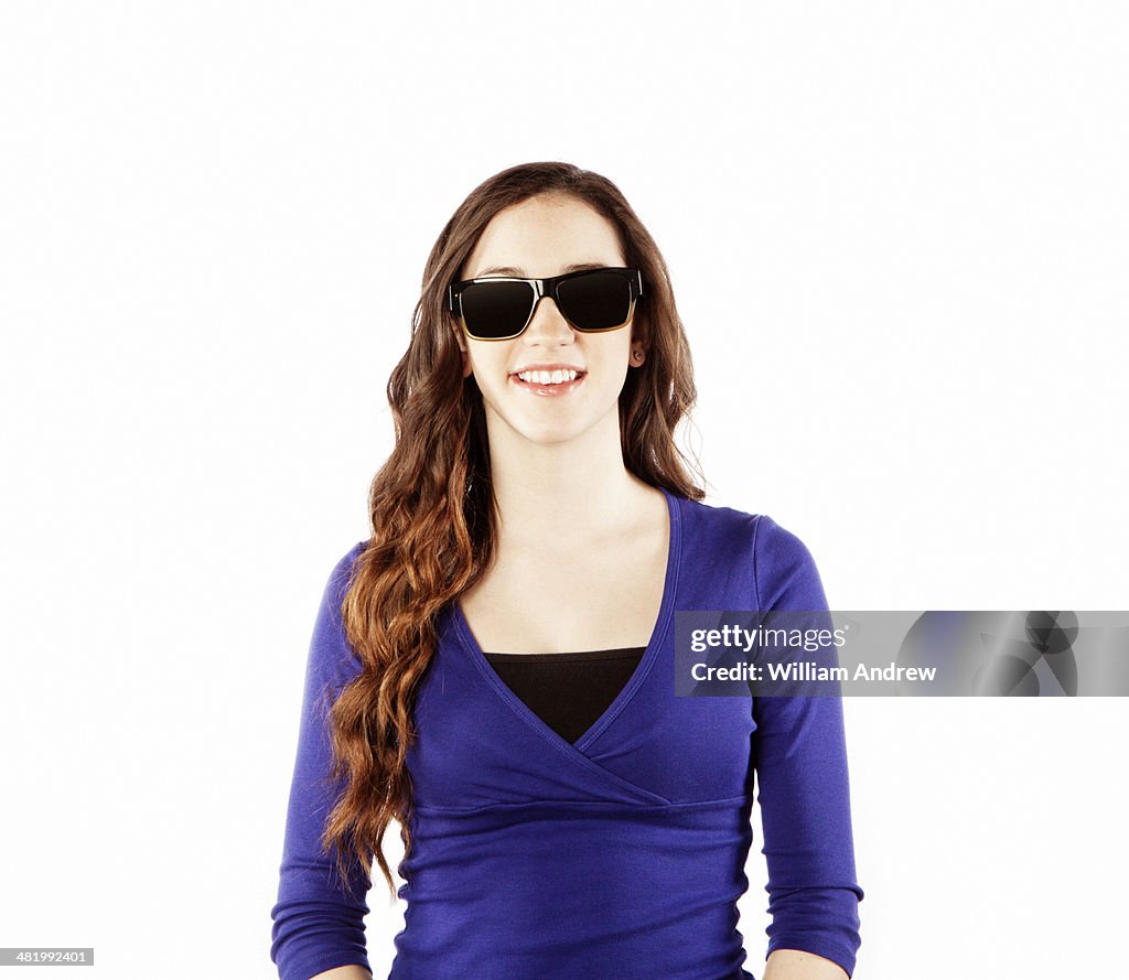 Teenage girl wearing sunglasses