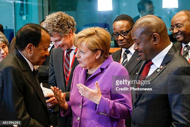 German Chancellor Angela Merkel attends the first day of the summit of European Union and African heads of state and government at the EU...