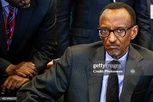 Rwanda President Paul Kagame attends the first day of the summit of European Union and African heads of state and government at the EU headquarters...