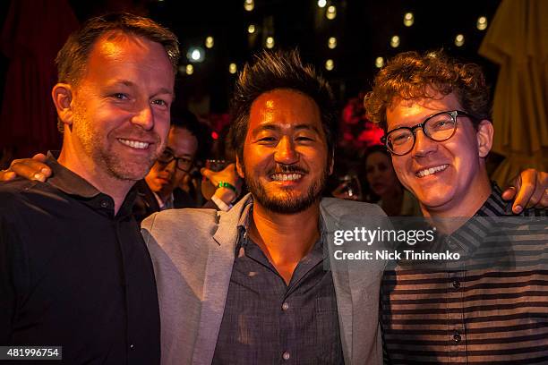 Michael Winger, Kishi Bashi, Alex Brose attend In the Mix: Kishi Bashi After-Party at The Sky Hotel on July 25, 2015 in Aspen, Colorado.