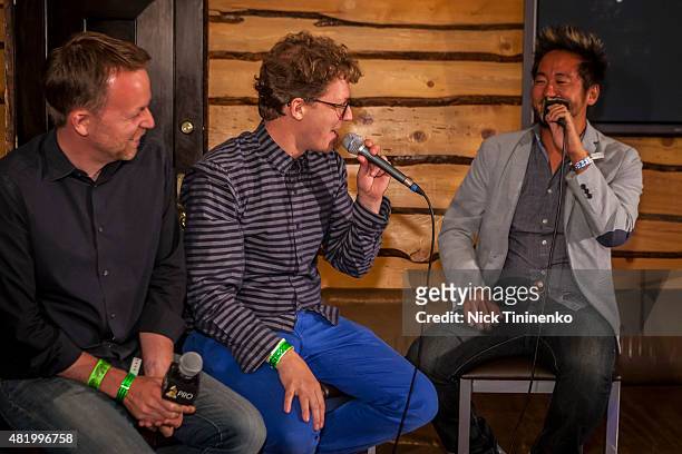 Michael Winger and Alex Brose interview Kishi Bashi at In the Mix: Kishi Bashi After-Party at The Sky Hotel on July 25, 2015 in Aspen, Colorado.