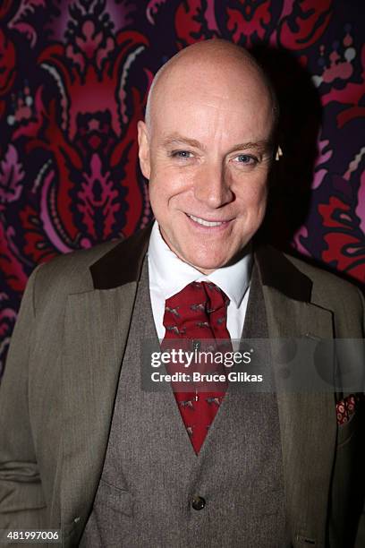 Anthony Warlow poses backstage celebrating "Finding Neverland" on Broadway's 150th Performance at The Lunt Fontanne Theater on July 25, 2015 in New...