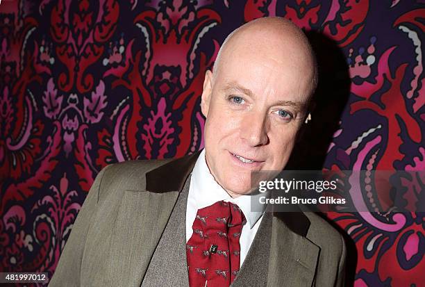 Anthony Warlow poses backstage celebrating "Finding Neverland" on Broadway's 150th Performance at The Lunt Fontanne Theater on July 25, 2015 in New...