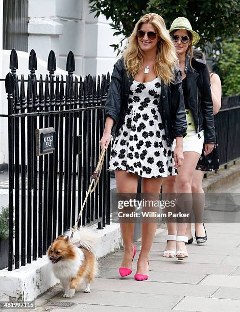 Francesca Hull and Fran Newman-Young seen filming for Made In Chelsea at The Phene on April 2, 2014 in London, England.