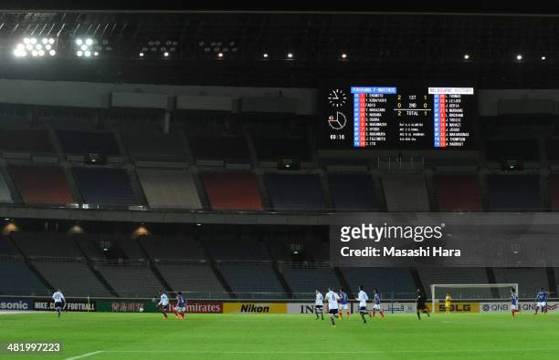 View of stadium during the AFC Champions League Group G match between Yokohama F.Marinos and Melbourne Victory at Nissan Stadium on April 2, 2014 in...