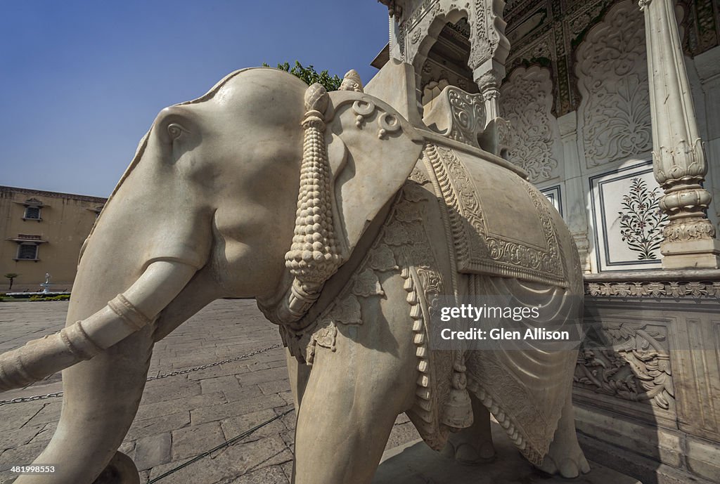 Marble elephant statue, City Palace