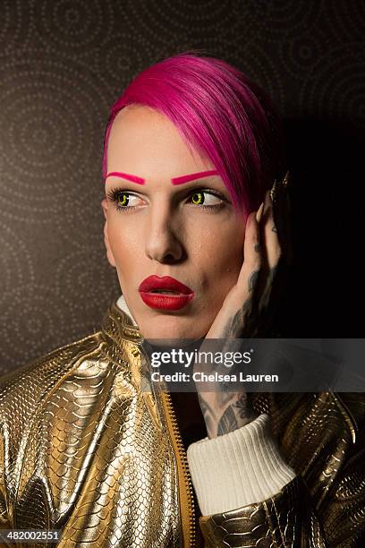 Musician Jeffree Star poses backstage at the 2014 Vans Warped Tour press conference and kick-off party on April 1, 2014 in Los Angeles, California.