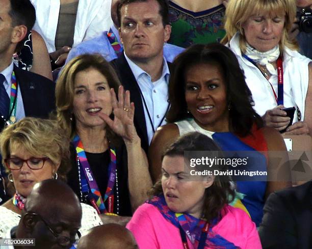 Author Caroline Kennedy and First Lady Michelle Obama attend the opening ceremony of the Special Olympics World Games Los Angeles 2015 at the Los...