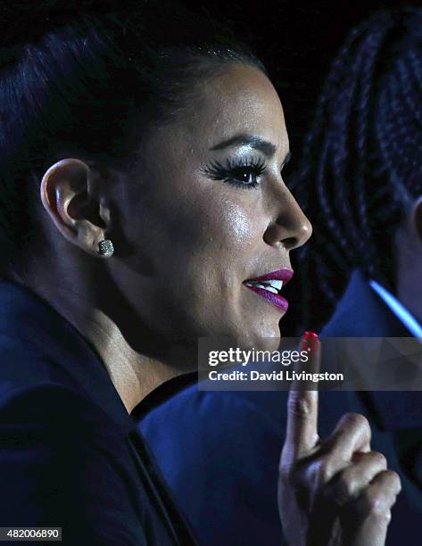 Actress Eva Longoria attends the opening ceremony of the Special Olympics World Games Los Angeles 2015 at the Los Angeles Memorial Coliseum on July...