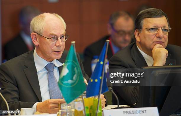 President of European Commission Jose Manuel Barroso , EU Council President Herman Van Rompuy attend the EU-Africa summit in capital Brussels,...