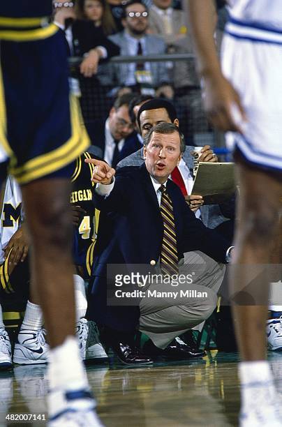 Final Four: Michigan head coach Steve Fisher on sidelines during game vs Seton Hall at the Kingdome. Seattle, WA 4/3/1989 CREDIT: Manny Millan