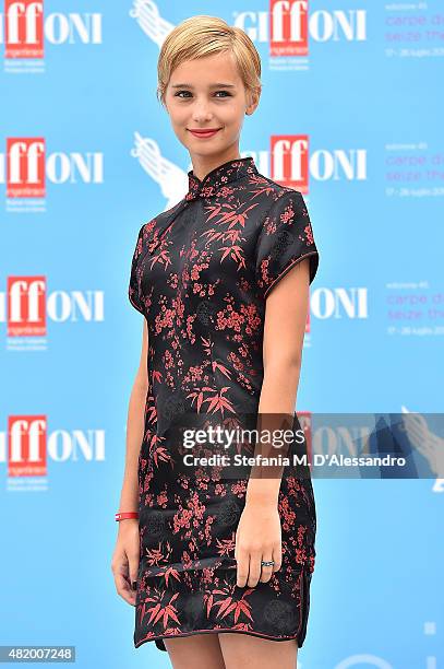 Denise Tantucci of 'Braccialetti Rossi' Tv Series attends Giffoni Film Festival 2015 - Day 10 photocall on July 26, 2015 in Giffoni Valle Piana,...