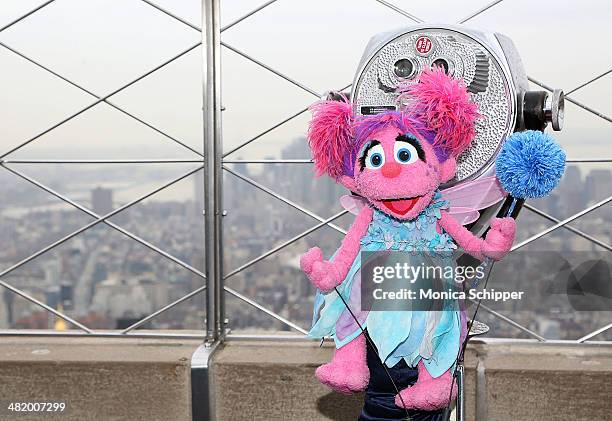 Sesame Street's Abby Cadabby lights The Empire State Building on April 2, 2014 in New York City.