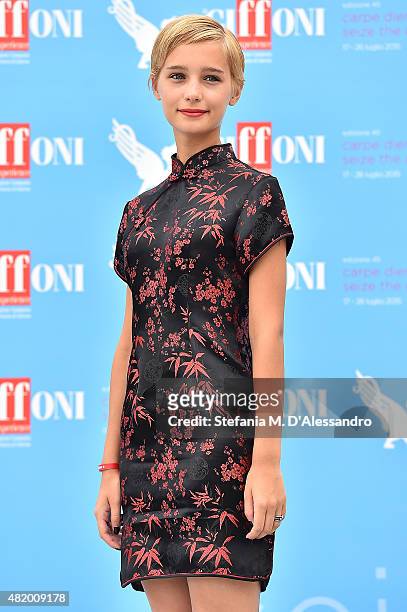 Denise Tantucci of 'Braccialetti Rossi' Tv Series attends Giffoni Film Festival 2015 - Day 10 photocall on July 26, 2015 in Giffoni Valle Piana,...