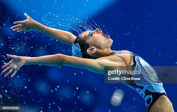 Member of the Spain team competes in the Women's Free Combination Preliminary Synchronised Swimming on day two of the 16th FINA World Championships...