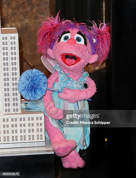 Sesame Street's Abby Cadabby lights The Empire State Building on April 2, 2014 in New York City.
