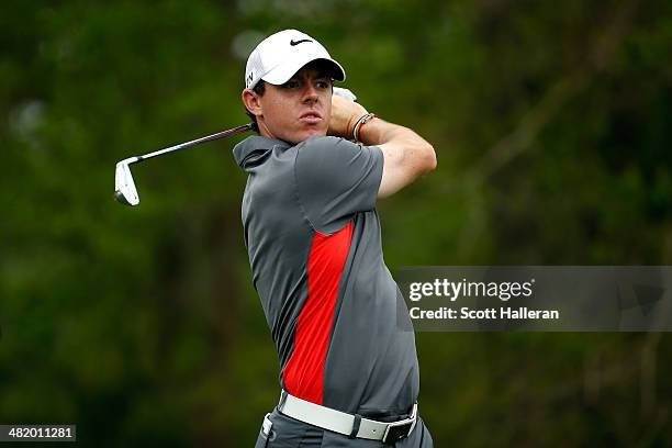 Rory McIlroy of Northern Ireland hits a shot during the pro-am prior to the start of the Shell Houston Open at the Golf Club of Houston on April 2,...