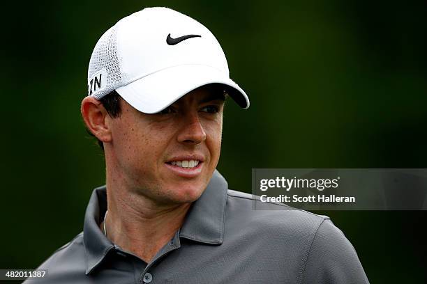 Rory McIlroy of Northern Ireland looks on during the pro-am prior to the start of the Shell Houston Open at the Golf Club of Houston on April 2, 2014...