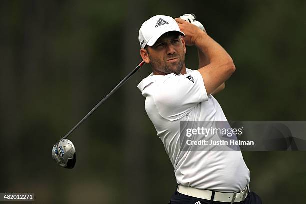 Sergio Garcia of Spain hits a shot during the pro-am prior to the start of the Shell Houston Open at the Golf Club of Houston on April 2, 2014 in...