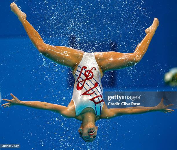 Member of the Mexico team competes in the Women's Free Combination Preliminary Synchronised Swimming on day two of the 16th FINA World Championships...