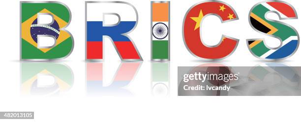 brics (brasilien, russland, indien, china, südafrika) vereinen - south africa flag stock-grafiken, -clipart, -cartoons und -symbole