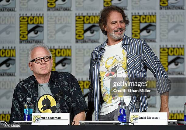 Director Mike B. Anderson and producer/director David Silverman attend "The Simpsons" panel during Comic-Con International 2015 at the San Diego...