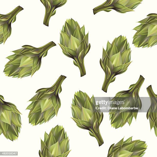artichoke seamless pattern - artichoke pattern stock illustrations