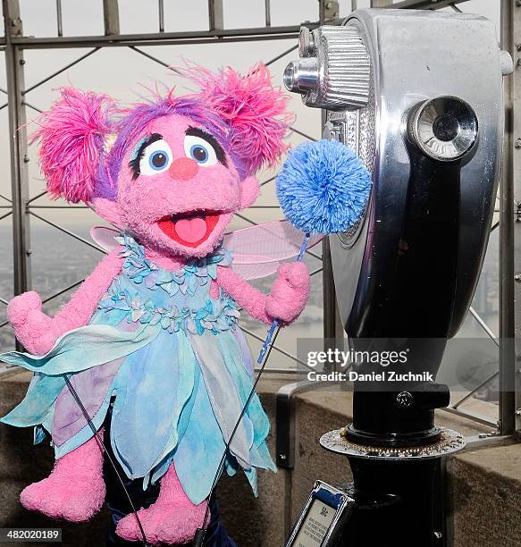Sesame Street's Abby Cadabby visits The Empire State Building on April 2, 2014 in New York City.