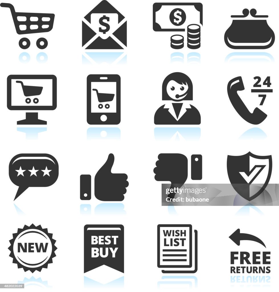 Retail black and white vector illustration icons