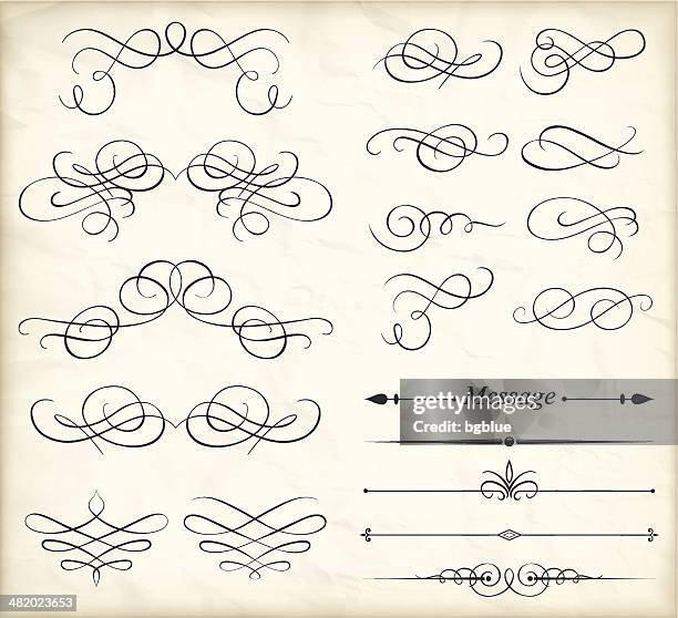 illustrazioni stock, clip art, cartoni animati e icone di tendenza di calligraphic elementi decorativi - regole dell'etichetta