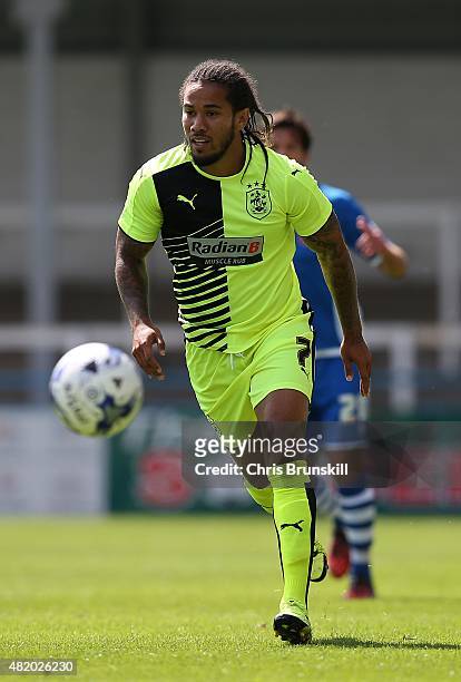 Sean Scannell of Huddersfield Town in action during the pre season friendly match between Rochdale and Huddersfield Town at Spotland on July 18, 2015...