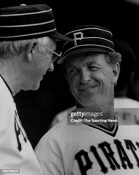 Manager Chuck Tanner of the Pittsburgh Pirates talks circa 1970s.