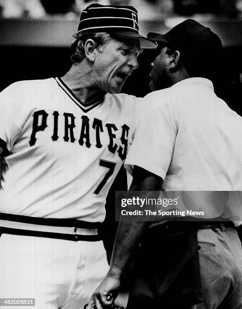 Manager Chuck Tanner of the Pittsburgh Pirates argues with an umpire circa 1970s.