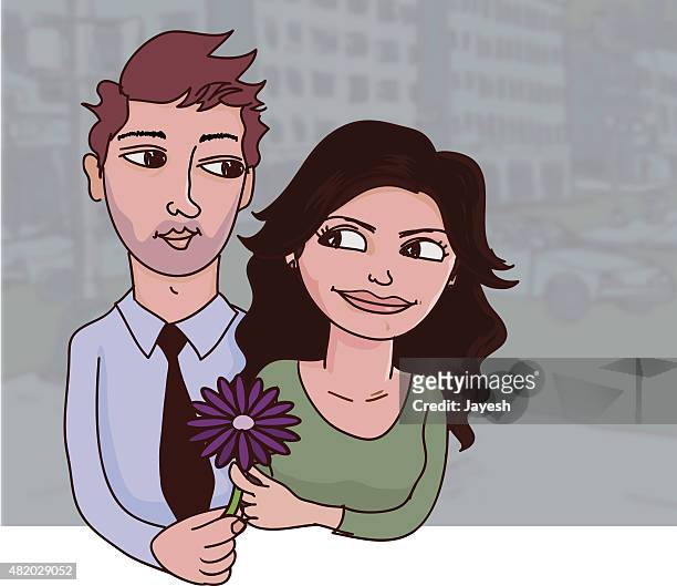 romantic date in the city illustration - fiancé stock illustrations