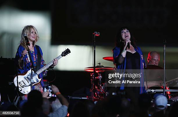 Guitarist Nancy Wilson and Vocalist Ann Wilson and Heart perform at Citi Field on July 25, 2015 in the Queens borough of New York City.