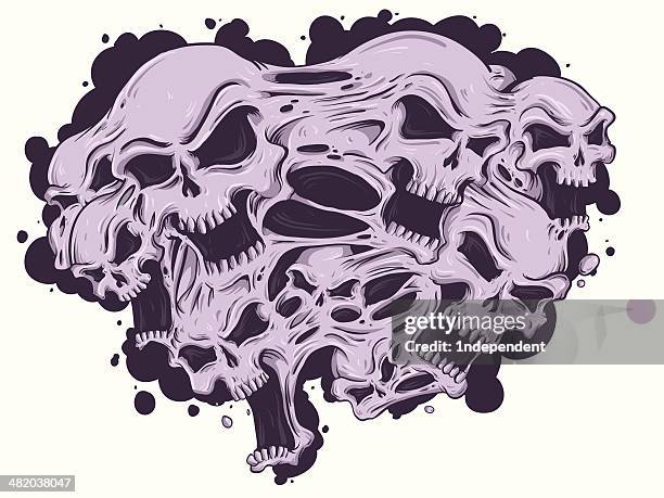 melted skulls - skull tattoo stock illustrations