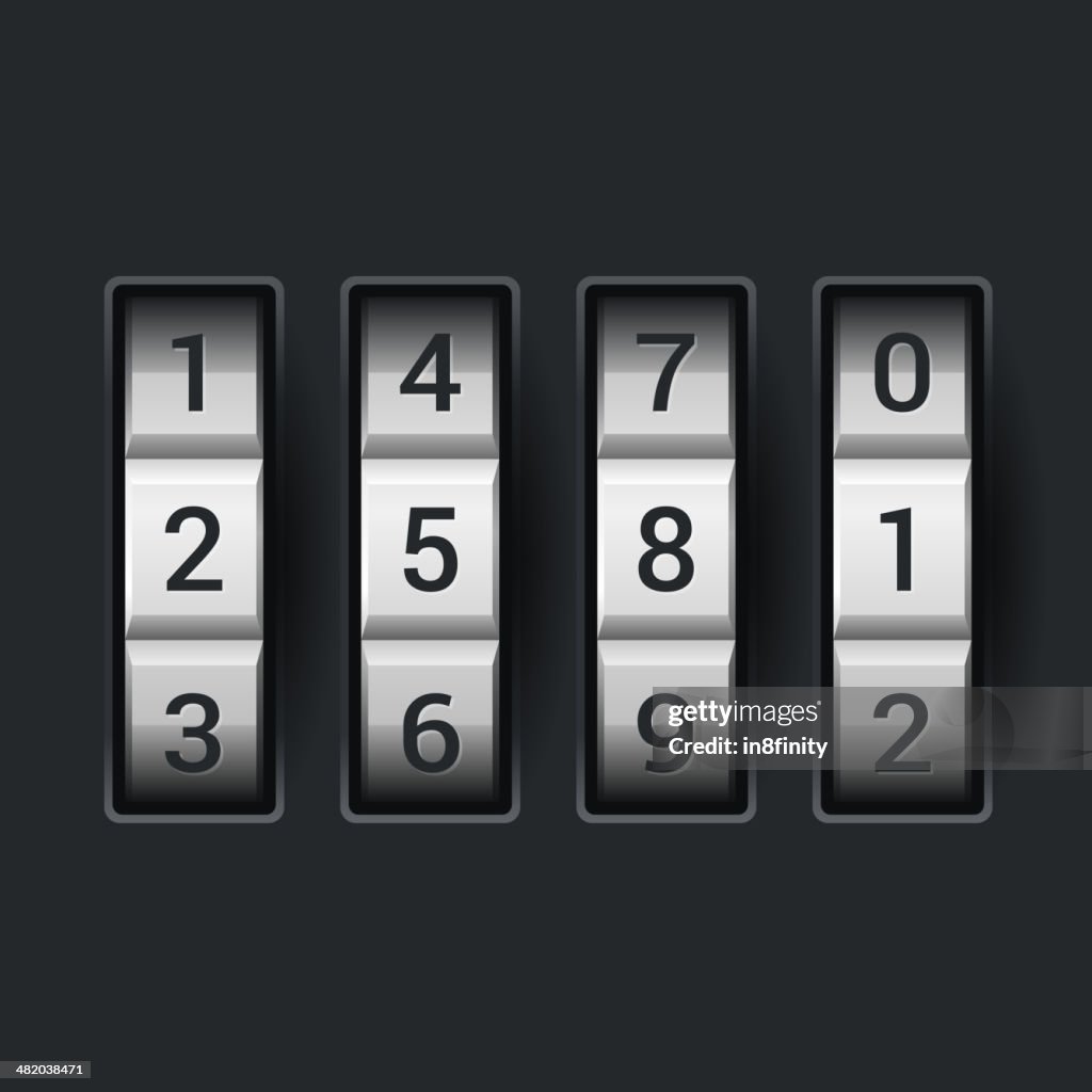 Combination Lock Number Code On Dark Background Vector High-Res Vector ...