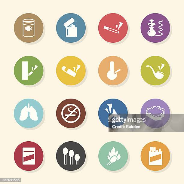 stockillustraties, clipart, cartoons en iconen met smoking icons - color circle series - joint body part